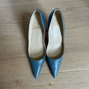 Christian Louboutin blue pointed toe high heels
